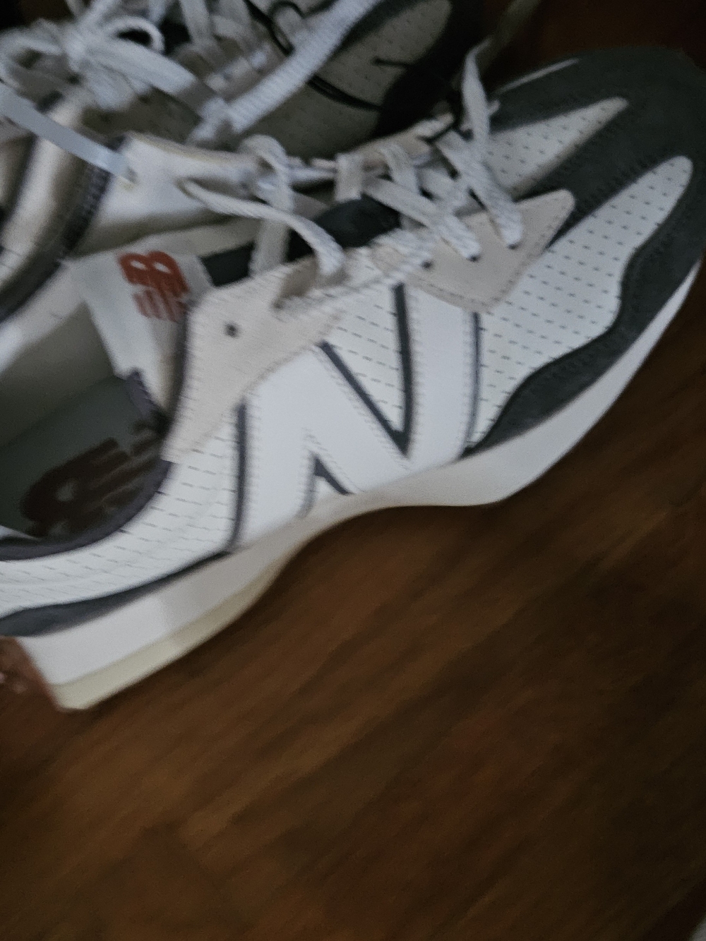 New Balance Castlerock Swa Salt White, Gray Perforated Leather Sneakers - Picture 2 of 11
